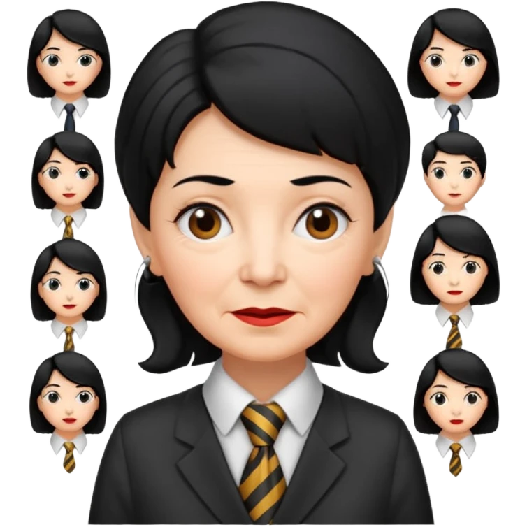 old woman with Necktie. different hair styles, black hair. emoji