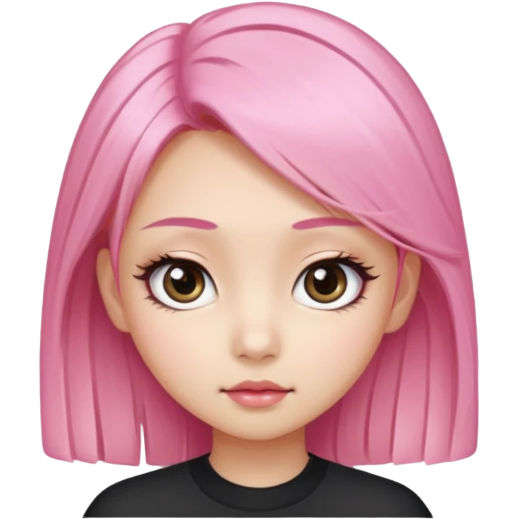 An Asian girl with pink-blonde hair, big eyes, thick eyebrows, and long eyelashes; only her head... emoji