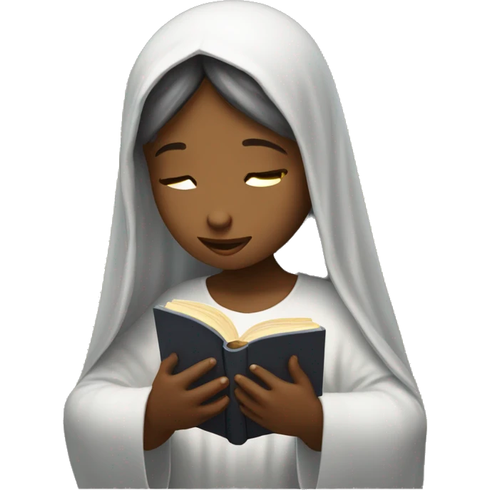 Christian girl with a veil praying and reading Bible emoji