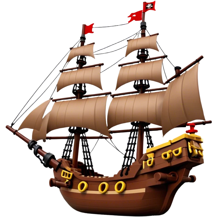 Pirate Ship (Toy) - Lego Pirate Ship (Model Year: 2021) (Iconic colour: Brown with red sails) emoji
