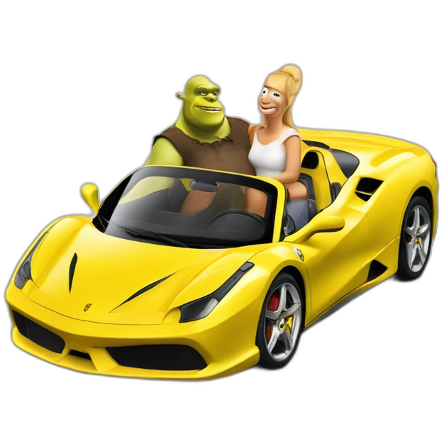 Shrek et homer dans une ferrari emoji