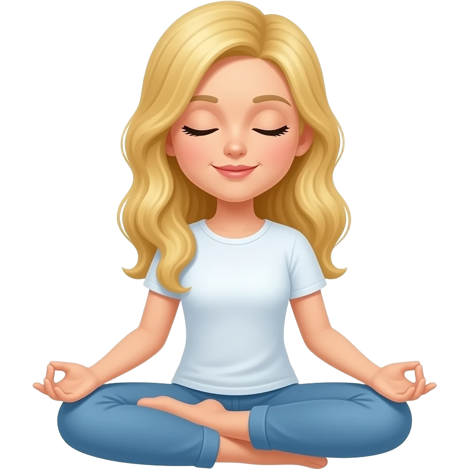 Make sure she's blonde and has her eyes closed. In the background, put these stars ✨ as if meditating. emoji