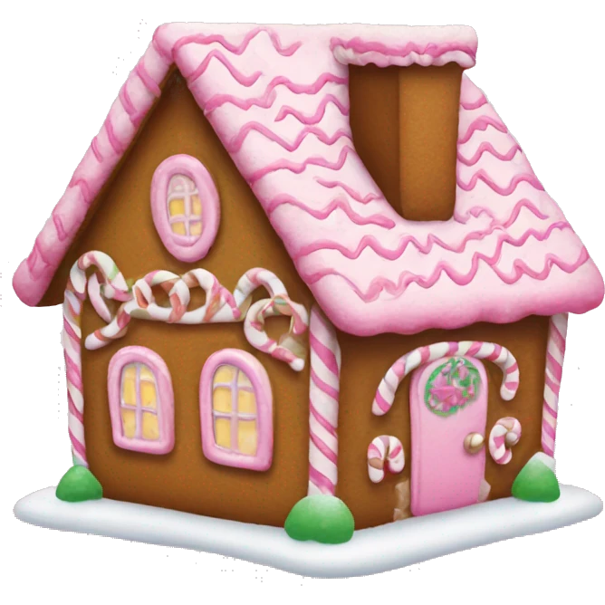A pink gingerbread house emoji
