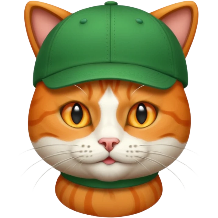 Cat in Green Cap – orange cat wearing a small baseball-style cap. emoji