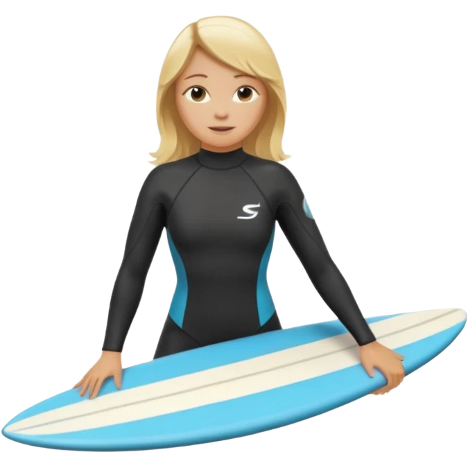 blonde haired white skinned surfer girl with surfboard  emoji