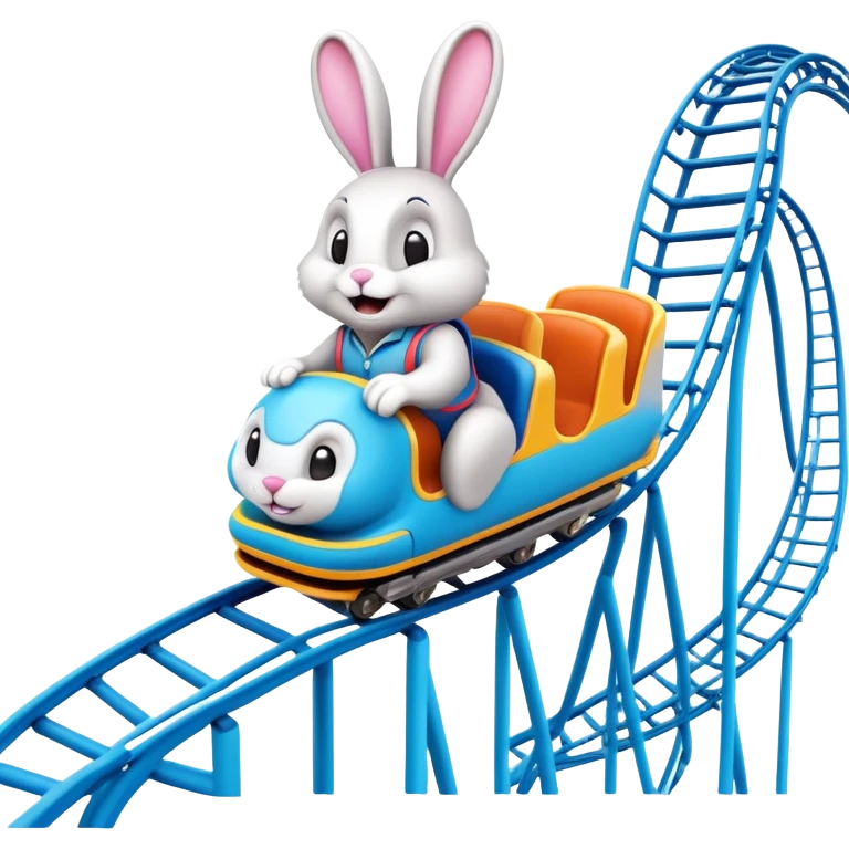 roller coaster with a bunny mascot, representing Walibi amusement park emoji