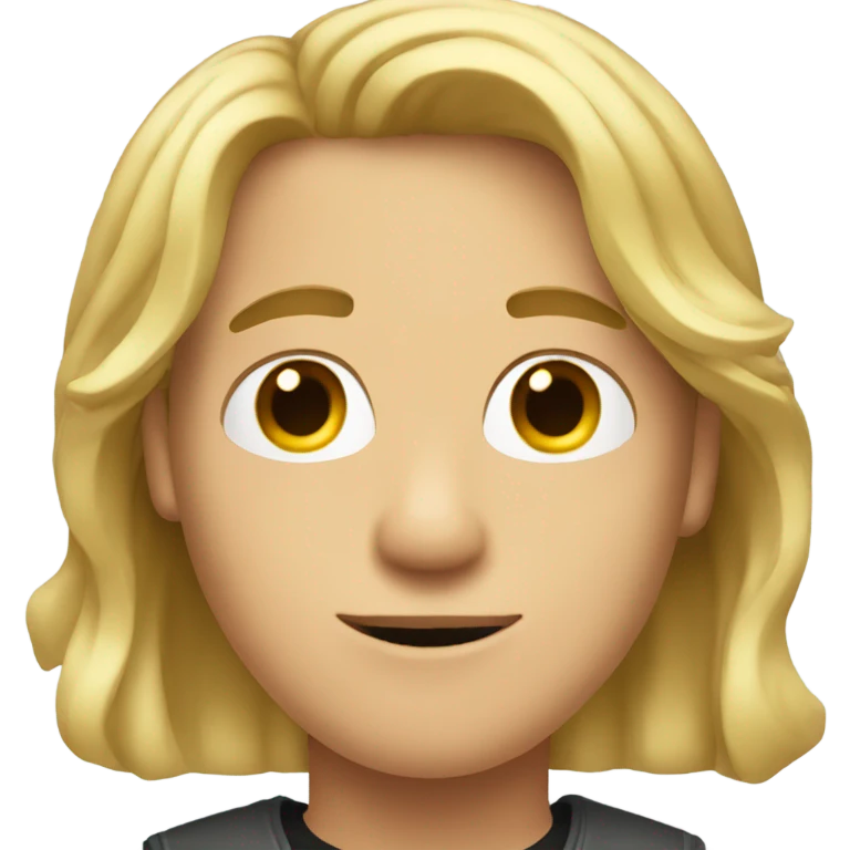 young man with shoulder length blond hair and brown roots emoji
