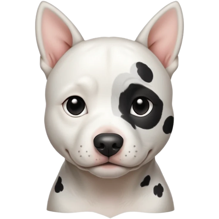 White pitbull Australian cattle dog mix with black spot on her butt and subtle black spots  emoji
