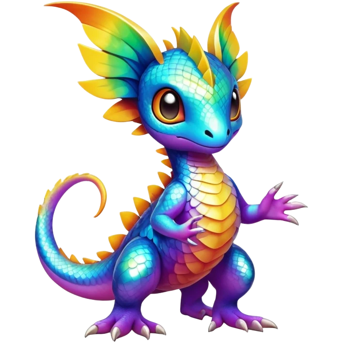 Exotic tropical shiny rare colorful epic cute Fakémon-creature, full body, with random markings emoji