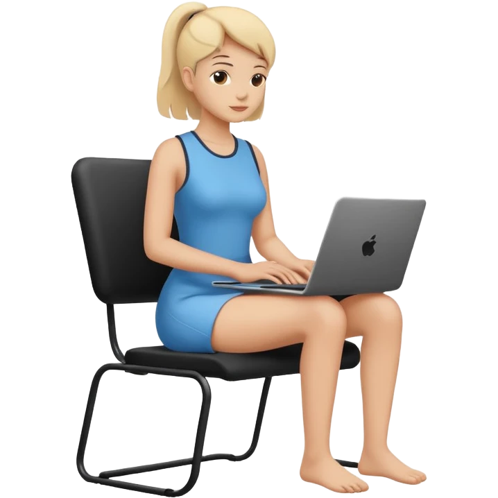 Minimalistic flat vector icon, iOS style, thin black contour on white background. Person silhouette sitting with a laptop, code brackets <> on the screen. Clean, no te emoji