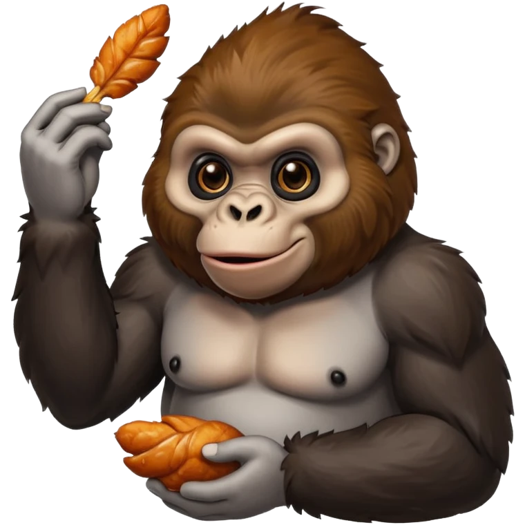 A gorilla eating chicken wing ￼ emoji