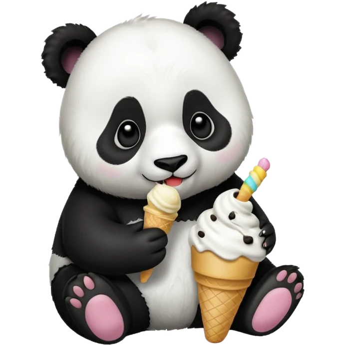 Panda eating ice cream emoji