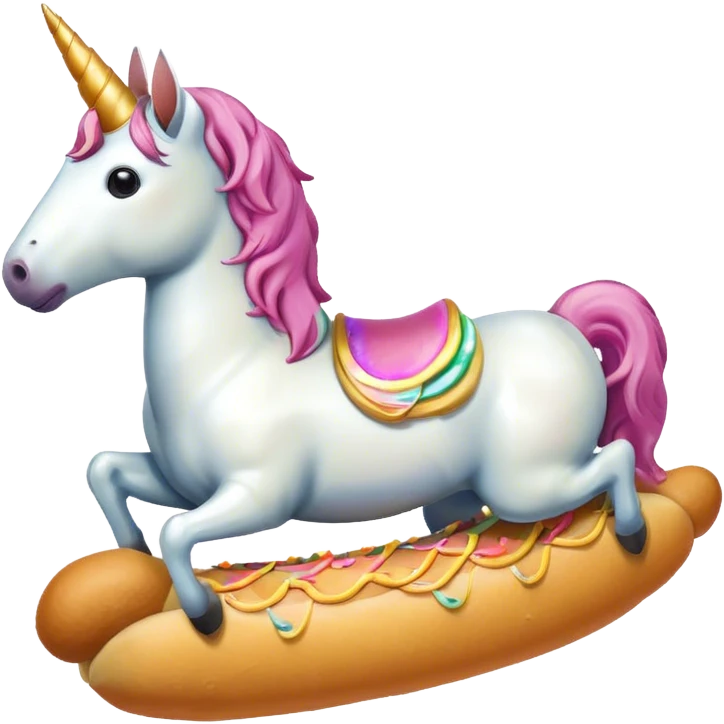 Unicorn riding a corndog emoji