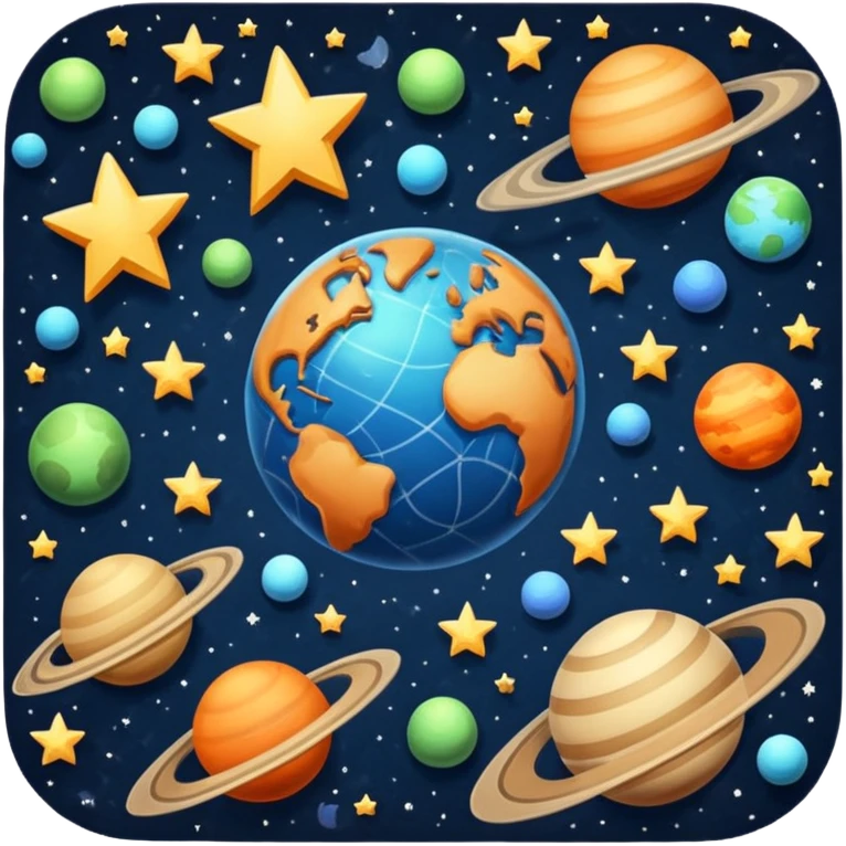 stars and planets with a checkered pattern in space emoji