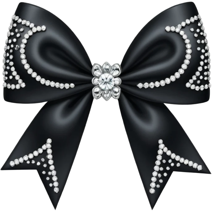 black sparkling bow with diamonds emoji