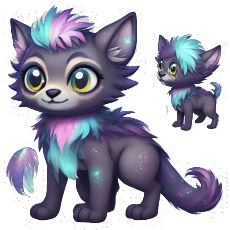 cute Kawaii edgy fantasy animal sparkle fursona Fionbri creature by griffsnuff & LiLaiRa & Falvie full body emoji