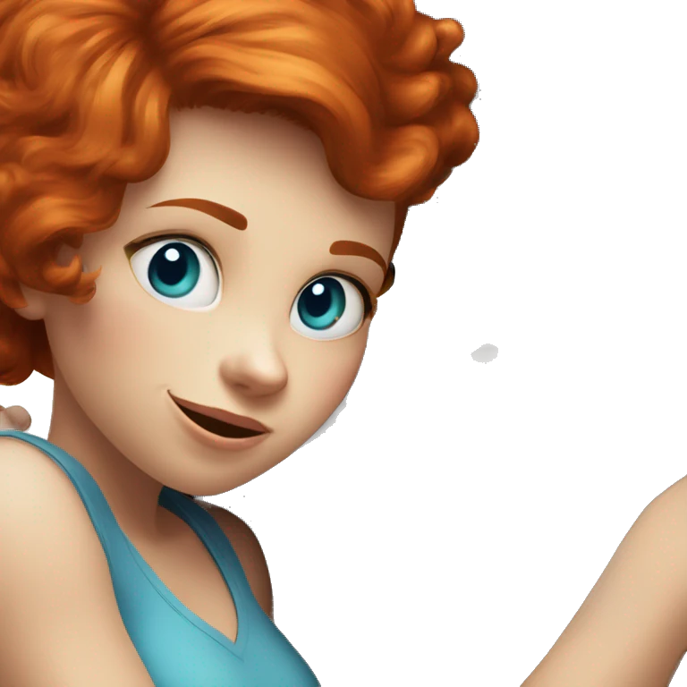 a good looking redheaded girl with blue eyes hugging a fat smelly short gorilla emoji