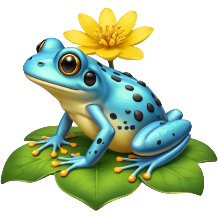 cyan frog on top of flower emoji