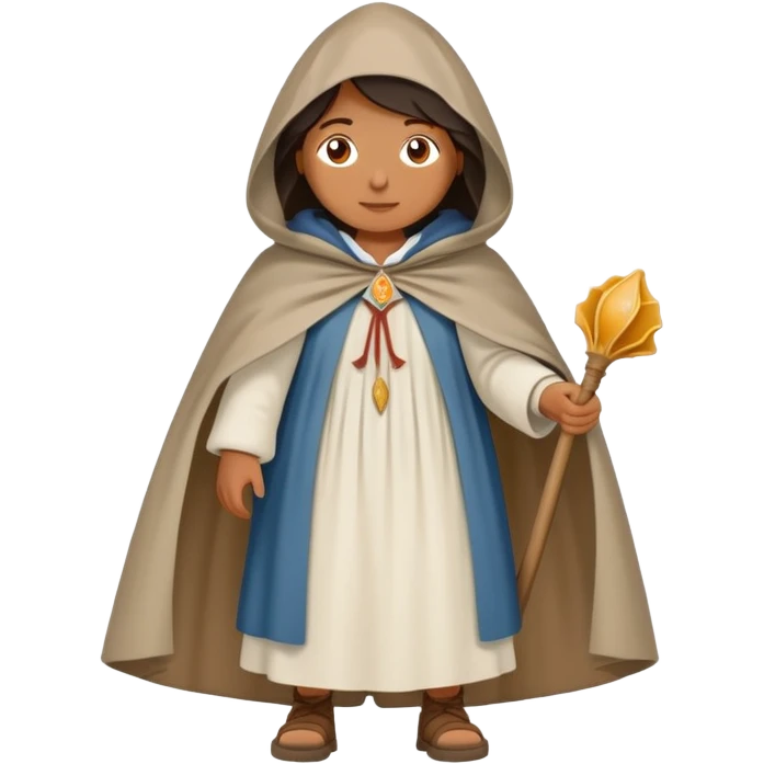 pilgrim woman walking with the Camino de Santiago shell behind her emoji