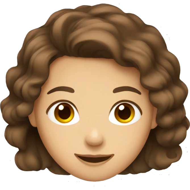 brown hair girl with brown eyes smilig emoji