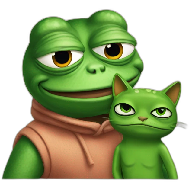 pepe frog with a cat emoji