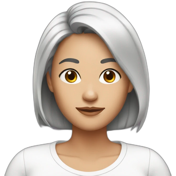 Mom, black hair, white emoji
