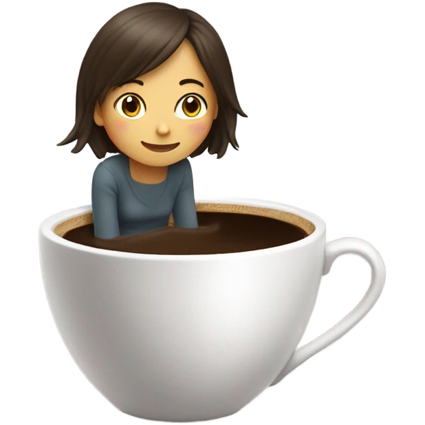 a girl inside in a cup of coffe emoji