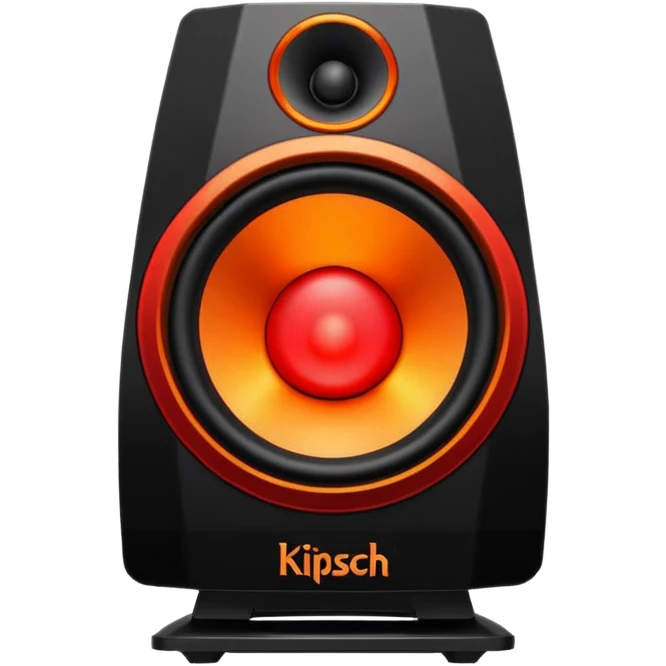 Head: A black KLIPSCH RP-8000F speaker, often represented with a red center or speaker cone.
Core: A small, bright glowing cherry-red circle representing his core.
Body & Armor: Primarily black armor plating with bright red accents or flames. emoji