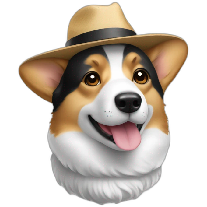 black and white corgi wearing a hat emoji