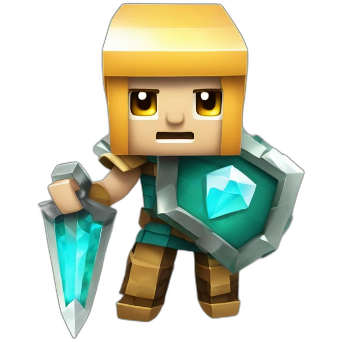 Personnage mincraft avec une armure en diament emoji