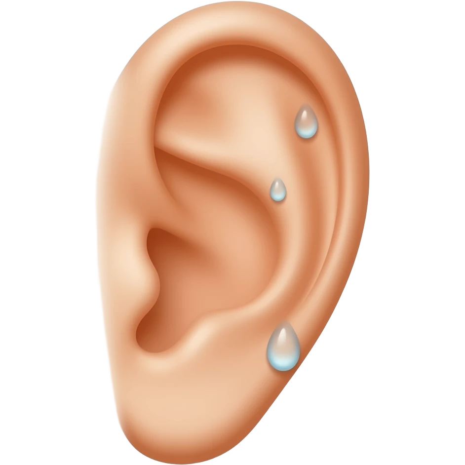 Water droplets combined with ear, like a wet ear emoji