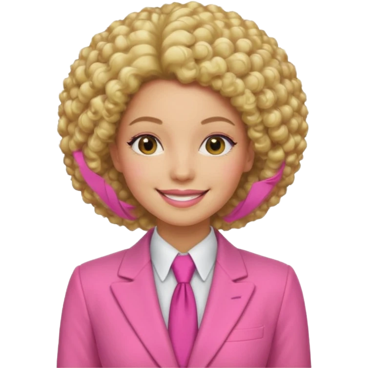 afro blonde hair woman pink suit emoji