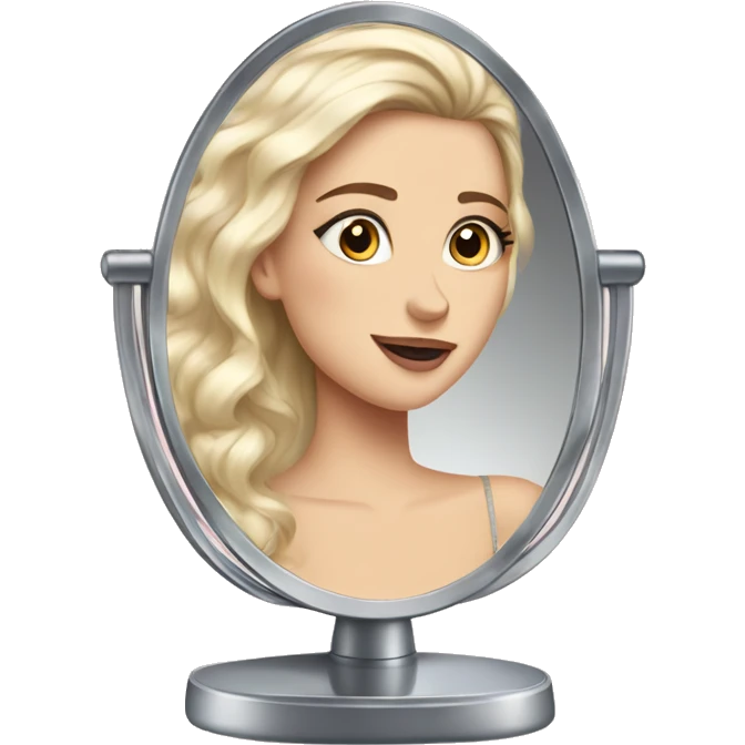 beautiful fancy white girl looking at herself in vanity mirror  emoji