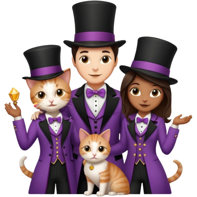 magician couple and their pet cat emoji