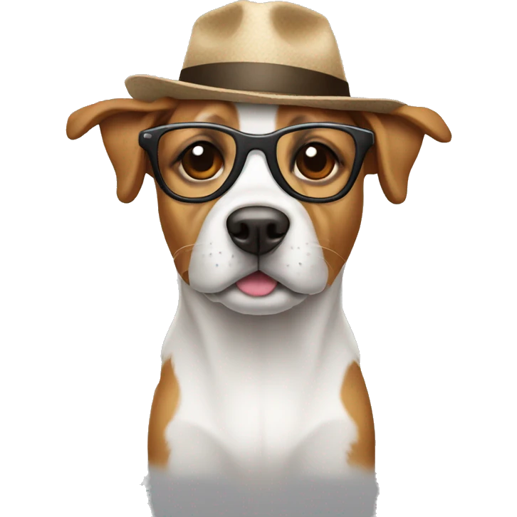 A dog with a hat and glasses emoji