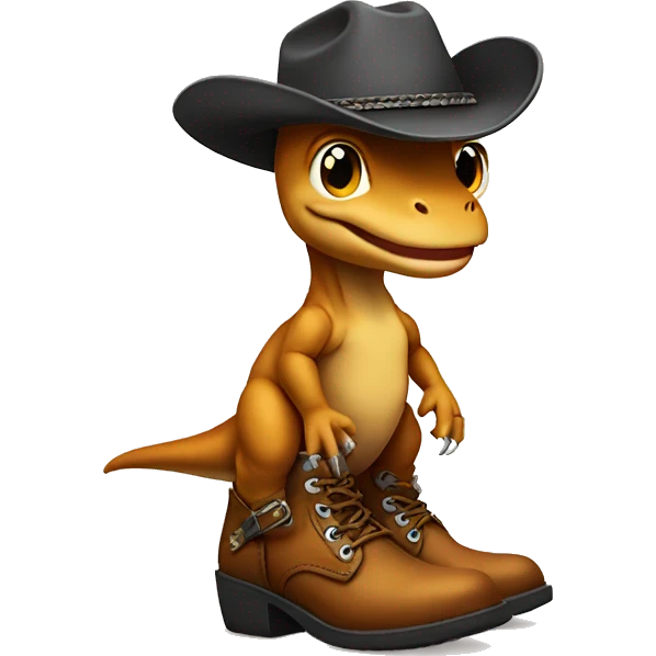 Baby T. rex with cowboy boots emoji