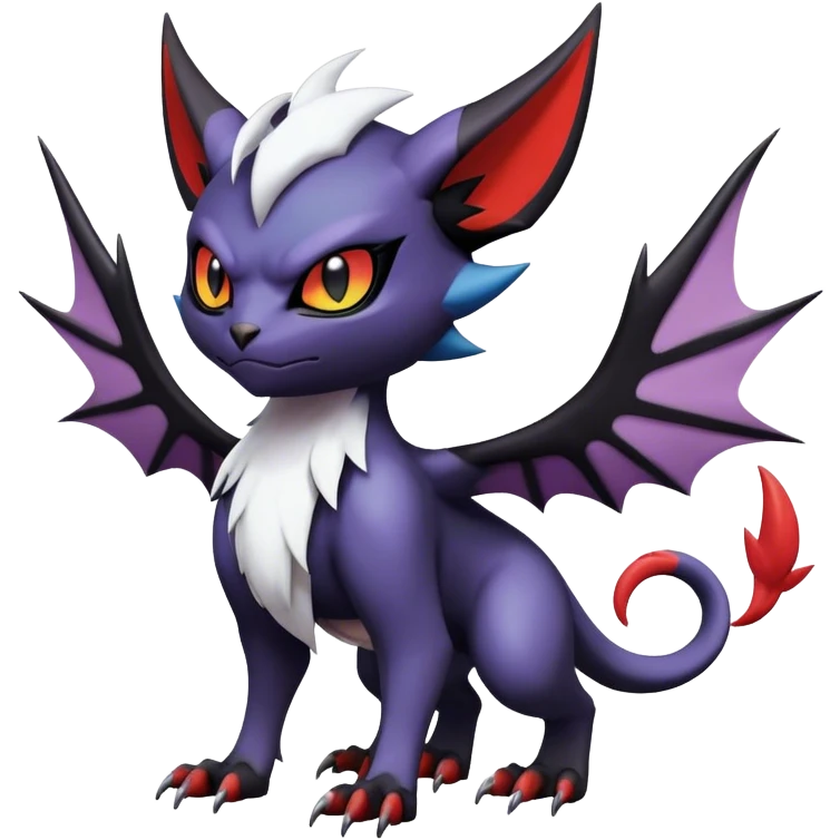 Edgy Cool Kawaii Litten-Noivern-Noibat-Absol-Pokémon Full Body emoji
