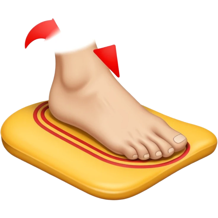 emoji of a human foot pressing on the ground, with two short curved pressure lines under the sole to show the weight and pressing effect, simple cartoon style emoji