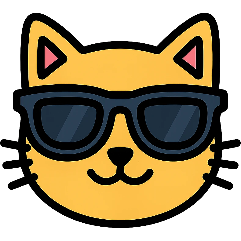 cat wearing sunglasses icon with color outline emoji