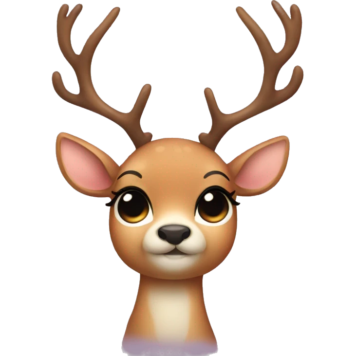 Cute deer with a bow and eyelashes emoji