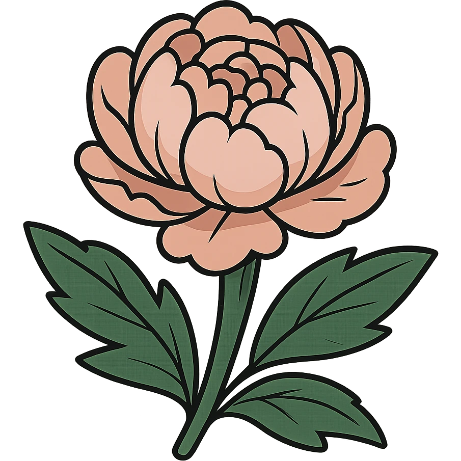 flat toon style peony flower emoji