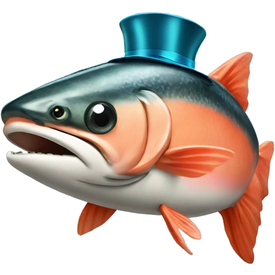 Salmon with party hat emoji