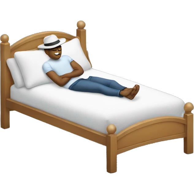 A man sleep with a hat in his bed  emoji