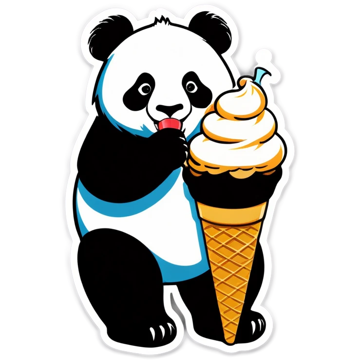 Panda eating ice cream emoji
