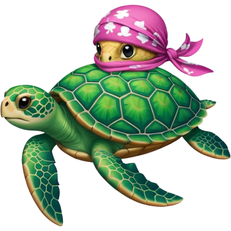 sea turtle wearing a pink pirate scarf emoji