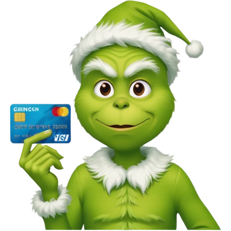 Grinch holding credit card  emoji