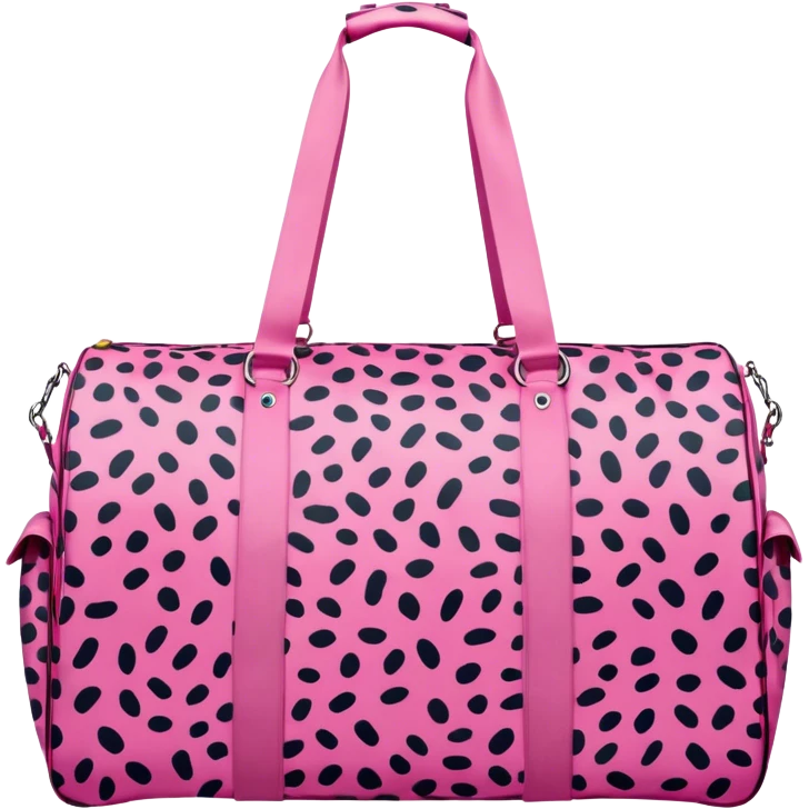 oversized pink cheetah print duffle bag with clothes coming out of it  emoji