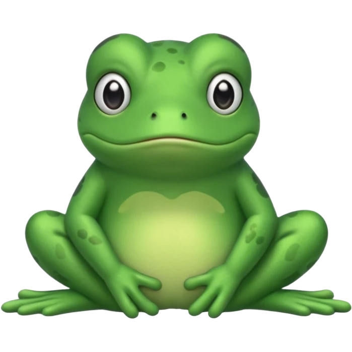 Sad frog plushie with a hunchback emoji