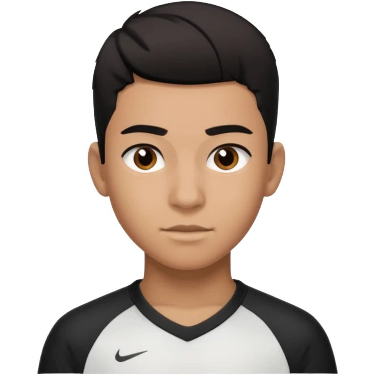 brown teenager boy with a low taper fade and black hair who looks sporty emoji