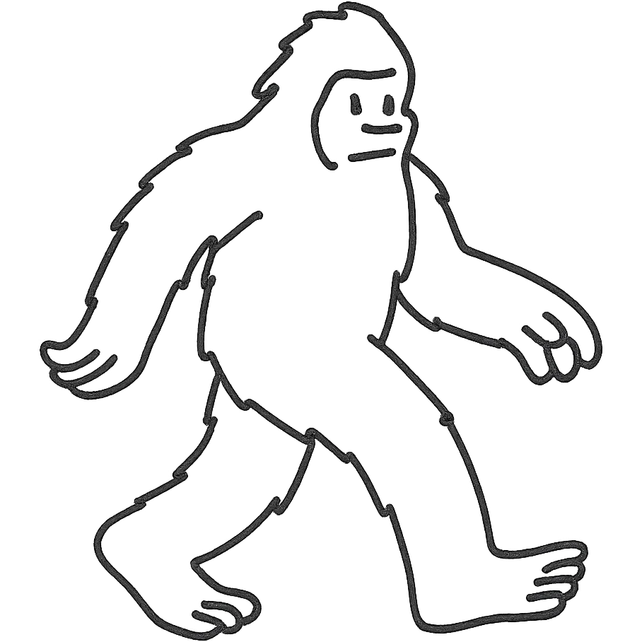 bigfoot, hand drawn black outline, simple and bold emoji